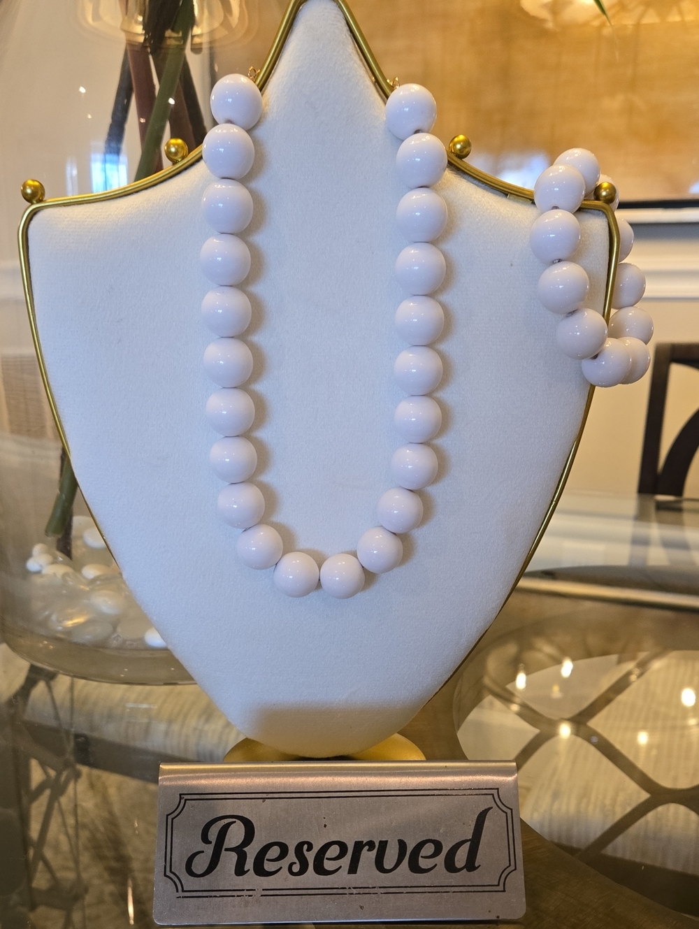 Set-Trending White Bold Bead Necklace/Bracelet  - Elegant Jazzy Mix & Match